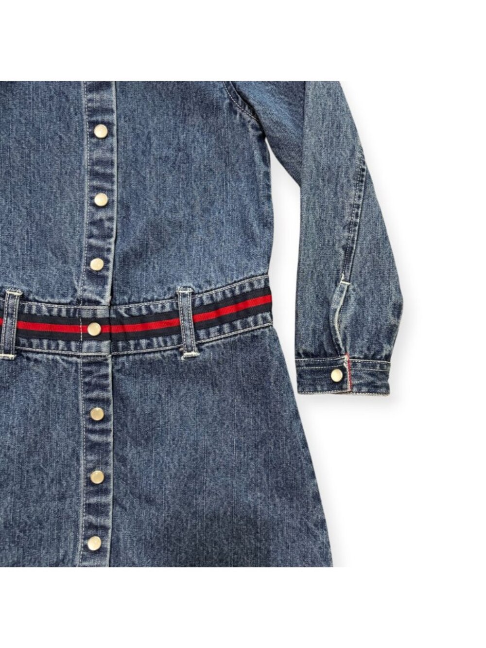 Vintage Tommy Hilfiger Long Sleeve Button-Up Denim Dress Girl's Size 5 - Picture 3 of 5
